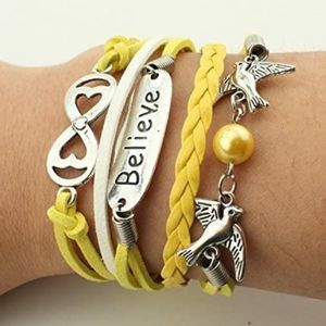 Vintage Leather Believe Braided Infinity Bracelet